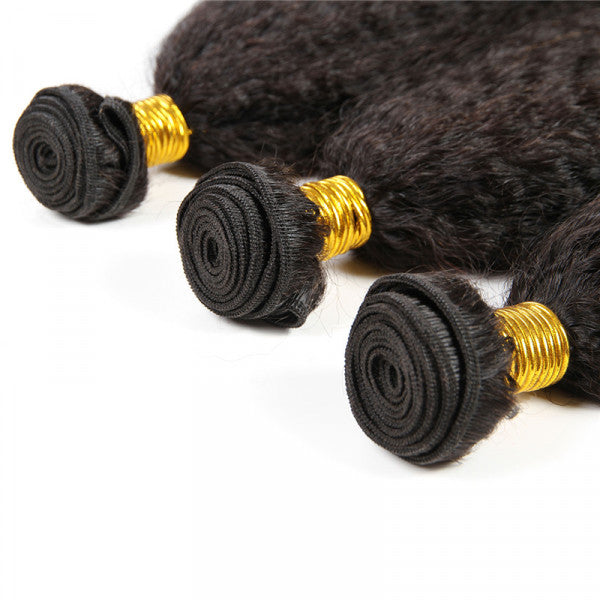 Kinky Straight 3PCS Bundles & 1PC 5x5 Lace Closure | Transparent & HD Lace | 100% Human Hair | Top Virgin Hair