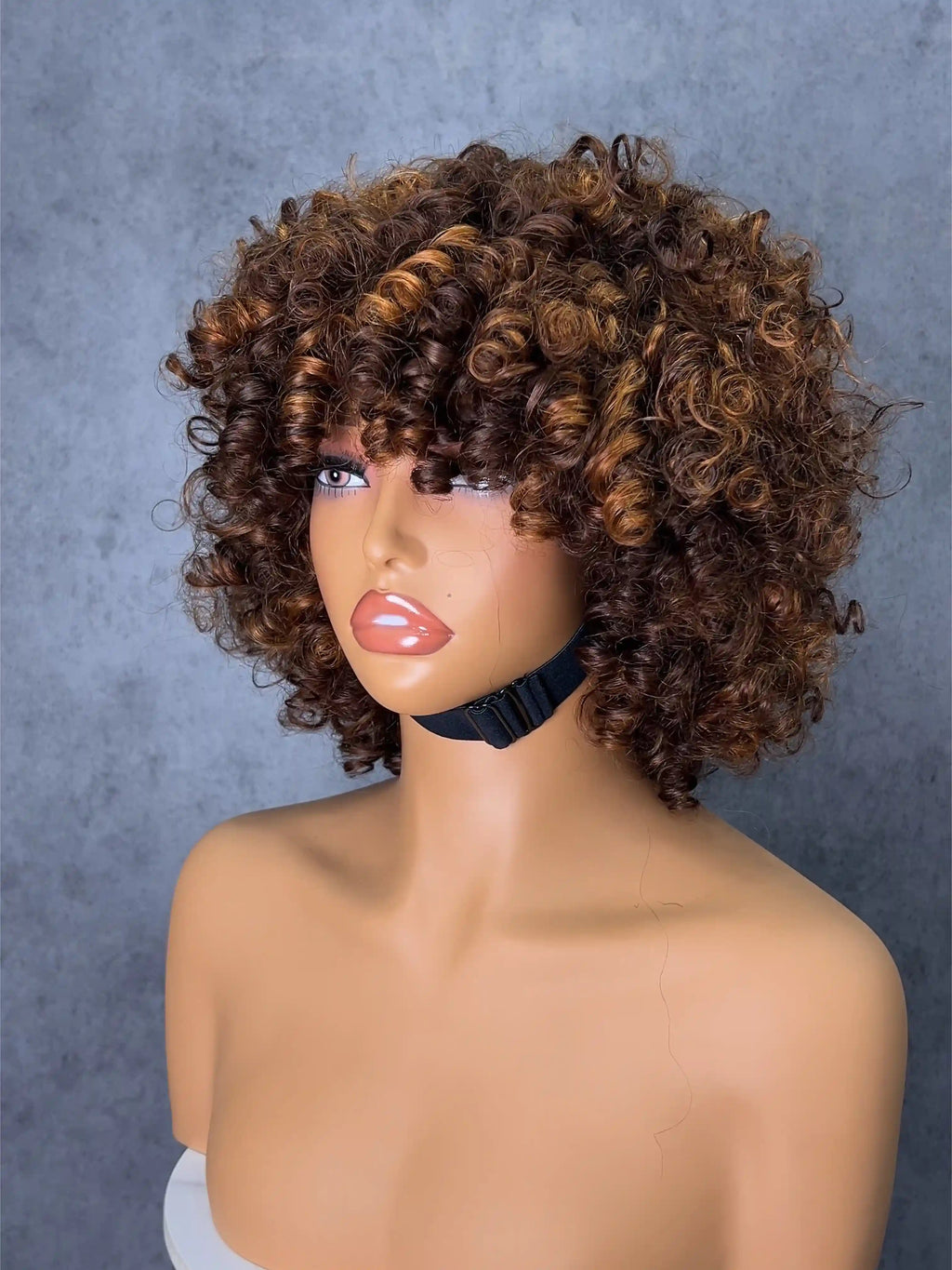 SDD 4/27# Rose Curly Drawstring Color Wigs Easy To Wear & Go 3/4 Flip Over Half Wig Glueless 100% Human Hair