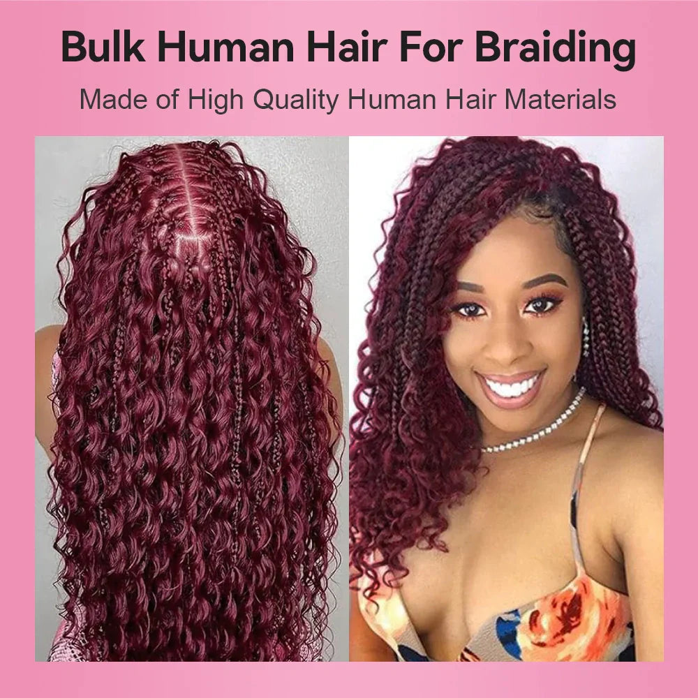 #BUG Burgundy Red Best Human Hair For Boho Braids BORUIHAIR