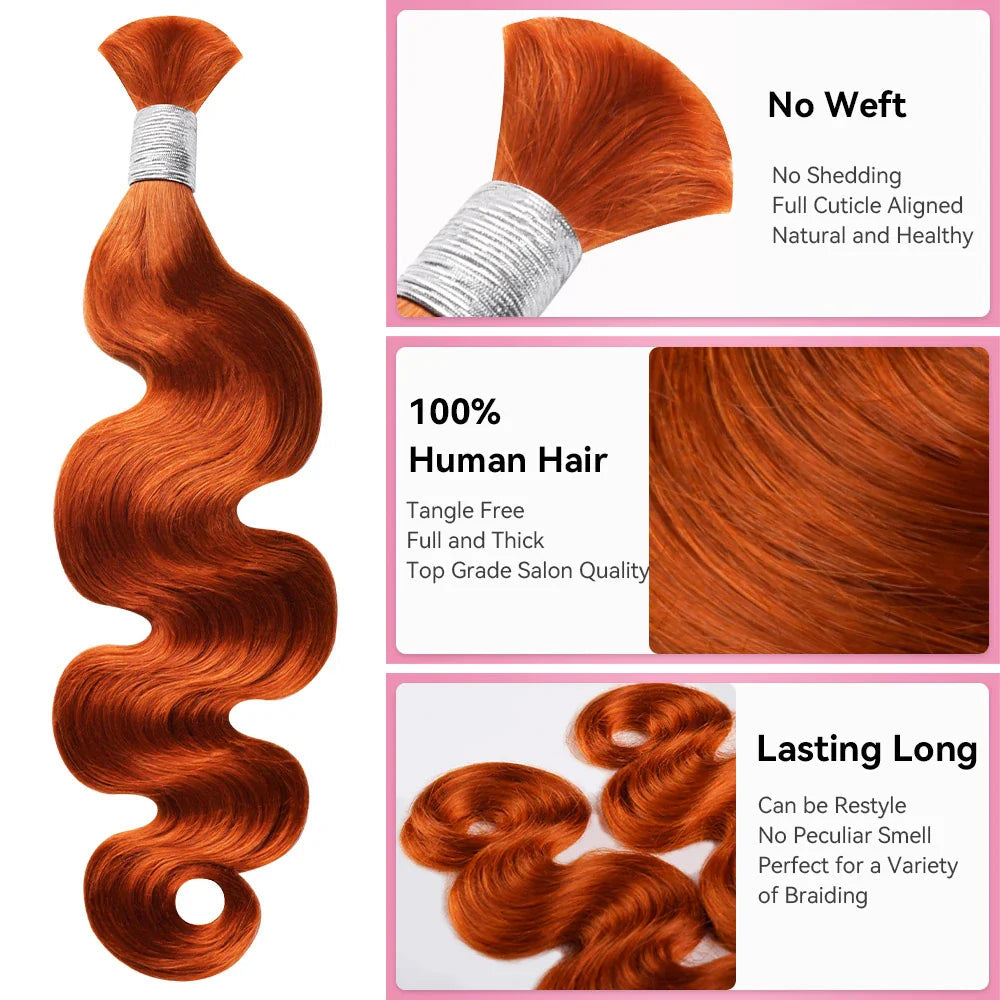 #350 Body Wave Hair Bulk | For Braiding | 100% Human Hair | BORUIHAIR