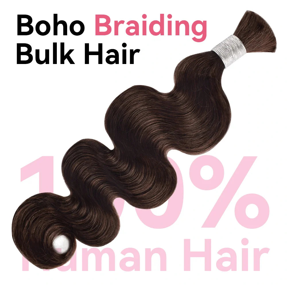 #2 Body Wave Hair Bulk | For Braiding | 100% Human Hair | BORUIHAIR
