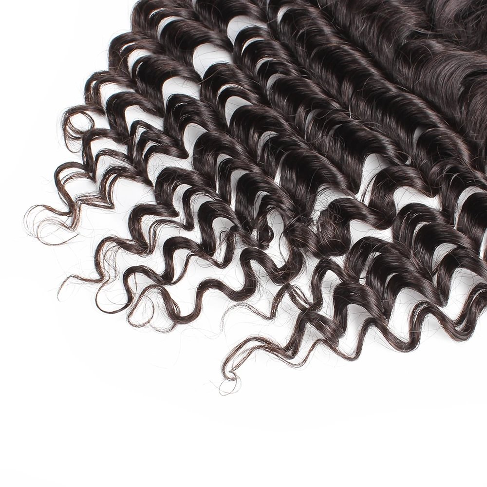 Deep Wave 4PCS Bundles & 1PC 13x4 Lace Frontal | Transparent & HD Lace | 100% Human Hair | Top Virgin Hair
