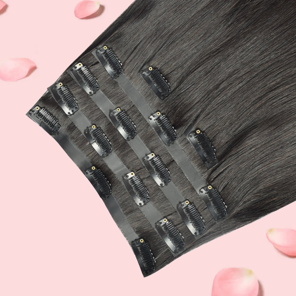 #1B Straight |6Pcs 100g | PU Seamless Clip ins Hair | 100% Human Hair | boruihair