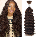 #3 Red Brown Deep Wave Hair Bulk | Boho Braids | No Weft | 100% Human Hair | BORUIHAIR
