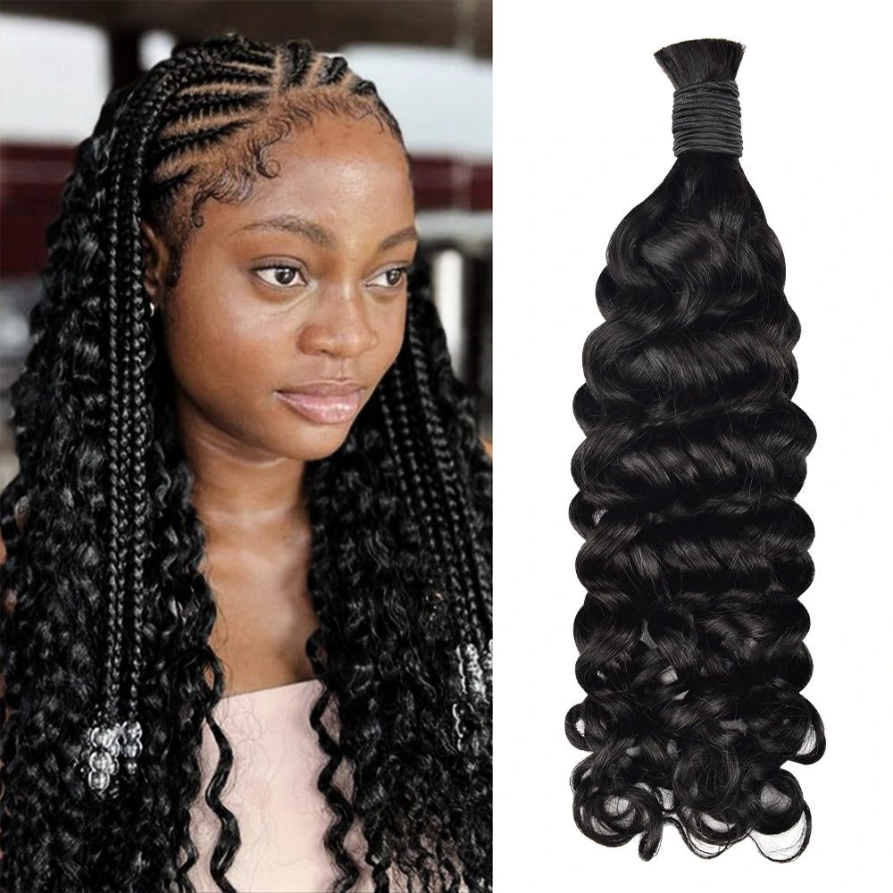 #1 Jet Black 100% Human Hair Braid Styles BORUIHAIR