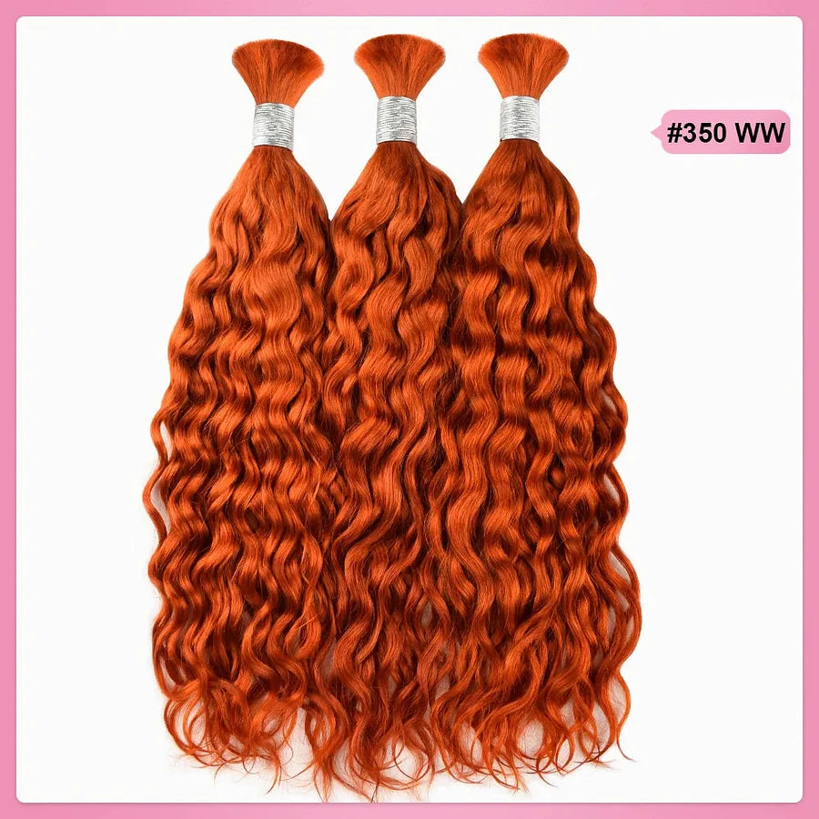 #350 Ginger Water Wave Hair Bulk | For Braiding |100% Human Hair | BORUIHAIR