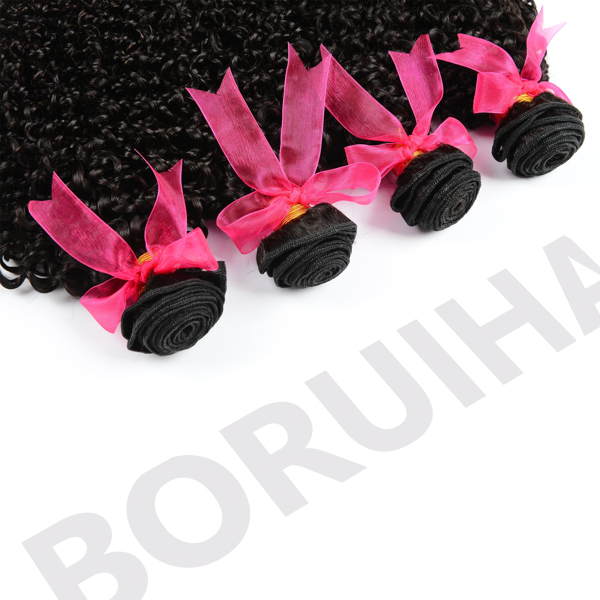 Kinky Curly 4PCS Bundles & 1PC Closure or Frontal – 5x5, 13x4 & 13x6 | 100% Human Hair | Transparent Lace Wig | Boruihair