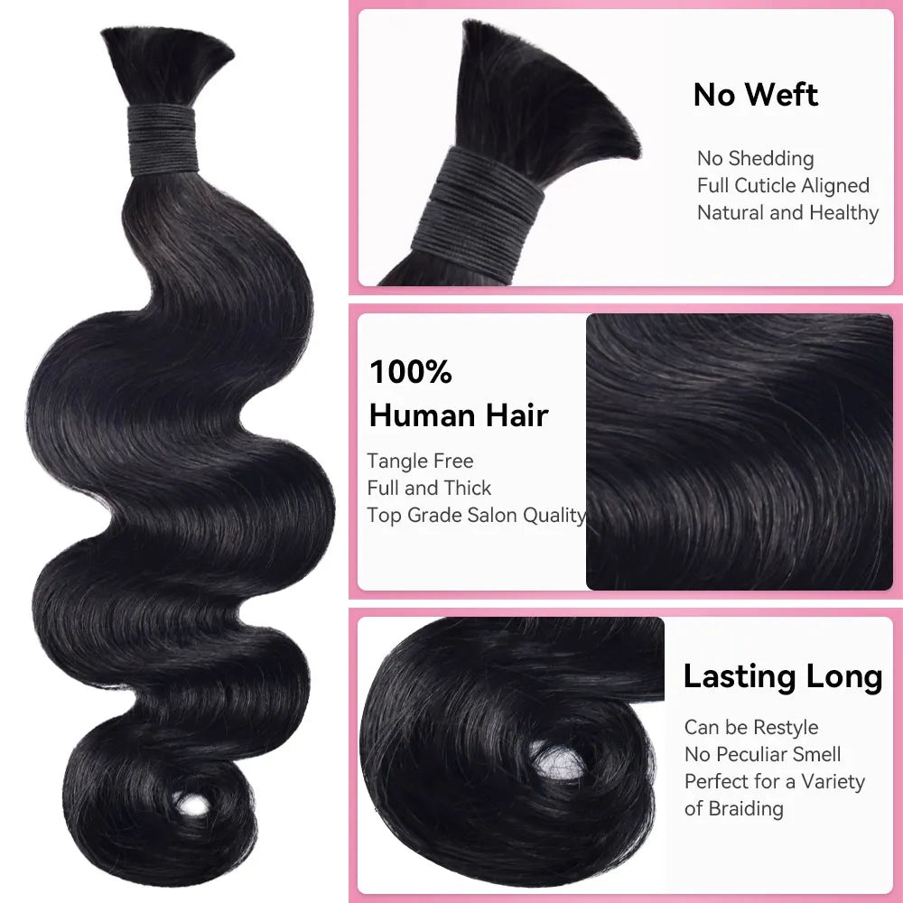 Body Wave Bulk Human Hair for Braiding BORUIHAIR