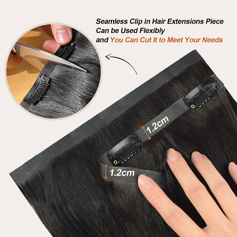 #1B Italian Curly |6Pcs 100g | PU Seamless Clip ins Hair | 100% Human Hair | boruihair