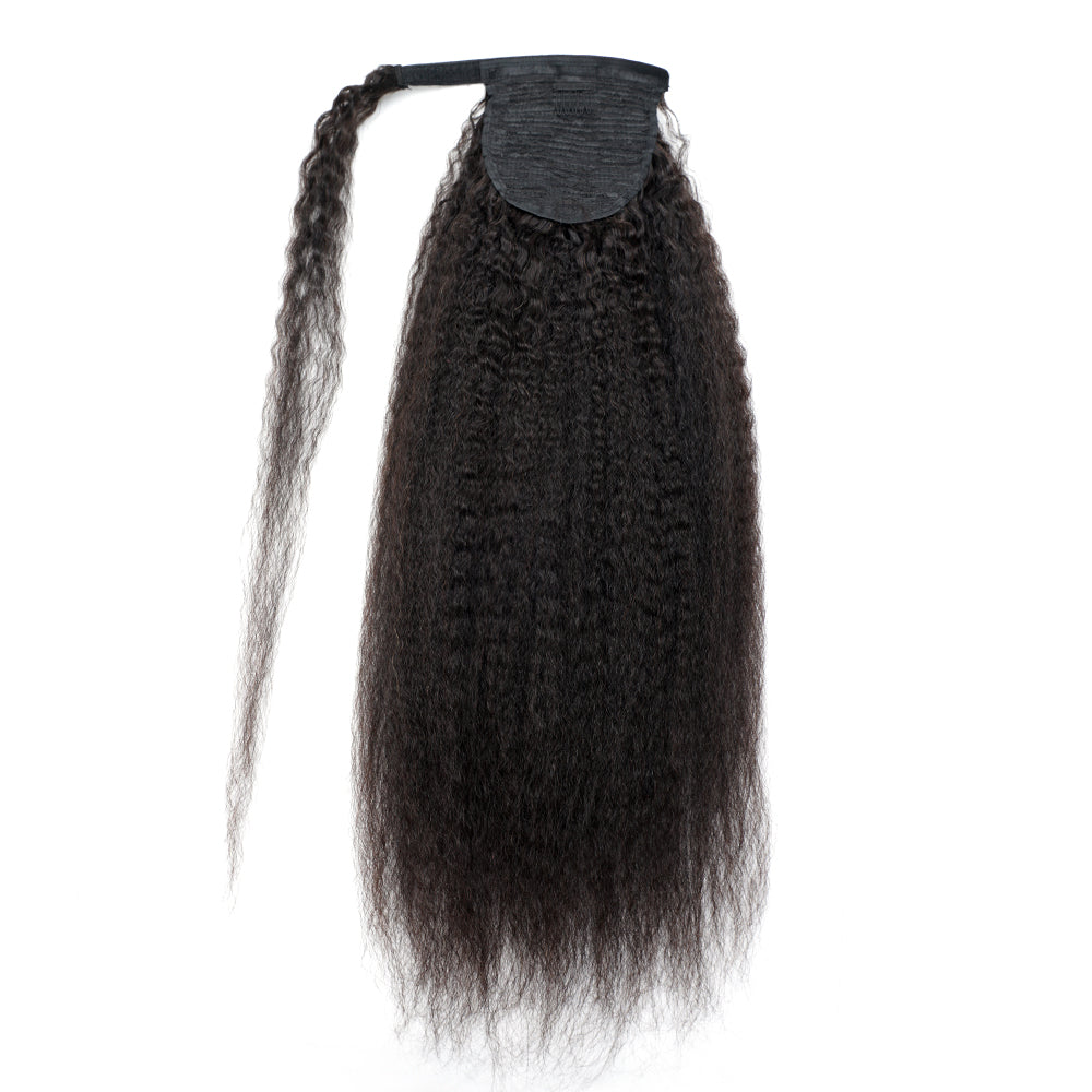 Kinky Straight 12A Warp Around Ponytails 100% Human Hair Ponytails