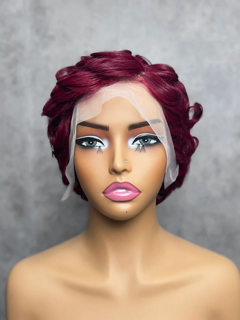 Short Layered Pixie Cut Curly Wigs Transparent 13*4 Full Frontal Lace Color Wig | 100% Human Hair | Boruihair