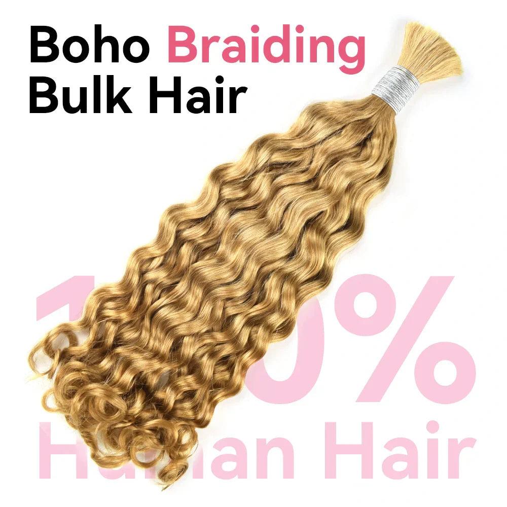 #27 Honey Blonde Hot Braids Bulk Human Hair Italian Curly BORUIHAIR