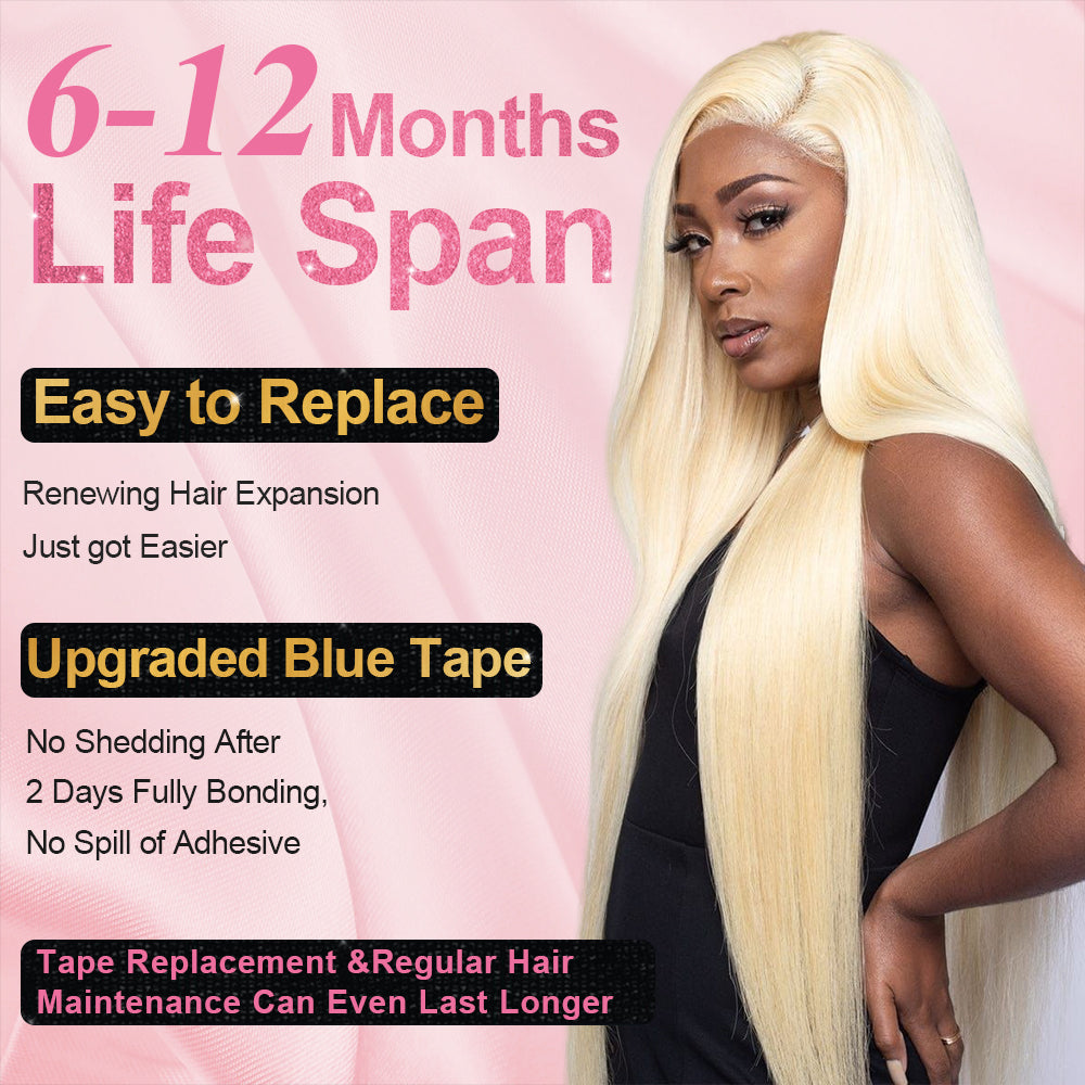 #613 Blonde Tape in Hair  Extensions 20pcs 50g/pack Seamless Skin Weft Hair | 100% Human Hair | BORUIHAIR