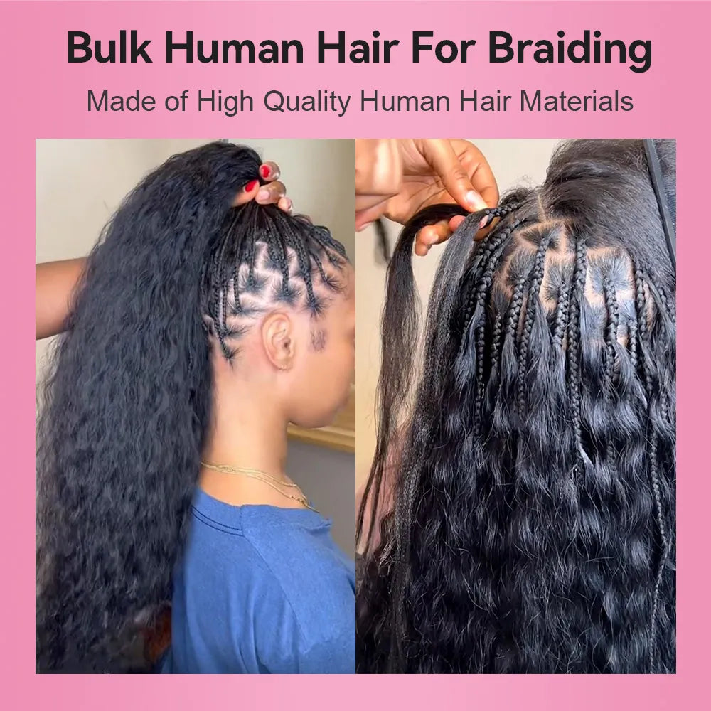 Natural Black Wave And Wet Human Bulk Hair For Braiding BORUIHAIR
