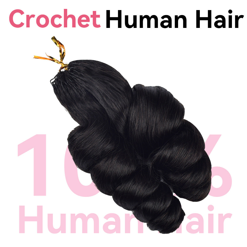 Loose Wave Crochet Human Hair Pre Loop Extensions BORUIHAIR