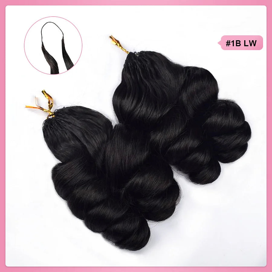 Loose Wave Crochet Human Hair Pre Loop Extensions BORUIHAIR