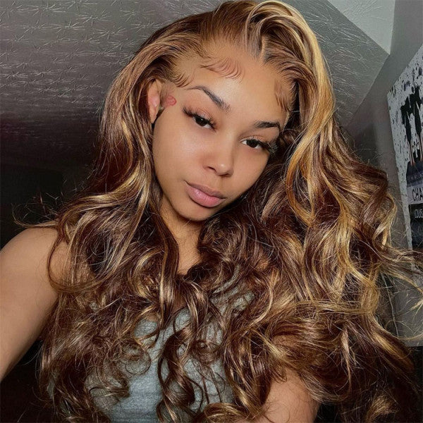 Highlight Piano Color 13x4 Body Wave Glueless Lace Wig | HD Lace & Transparent Lace | 200% & 250% Density | Boruihair 100% Human Hair