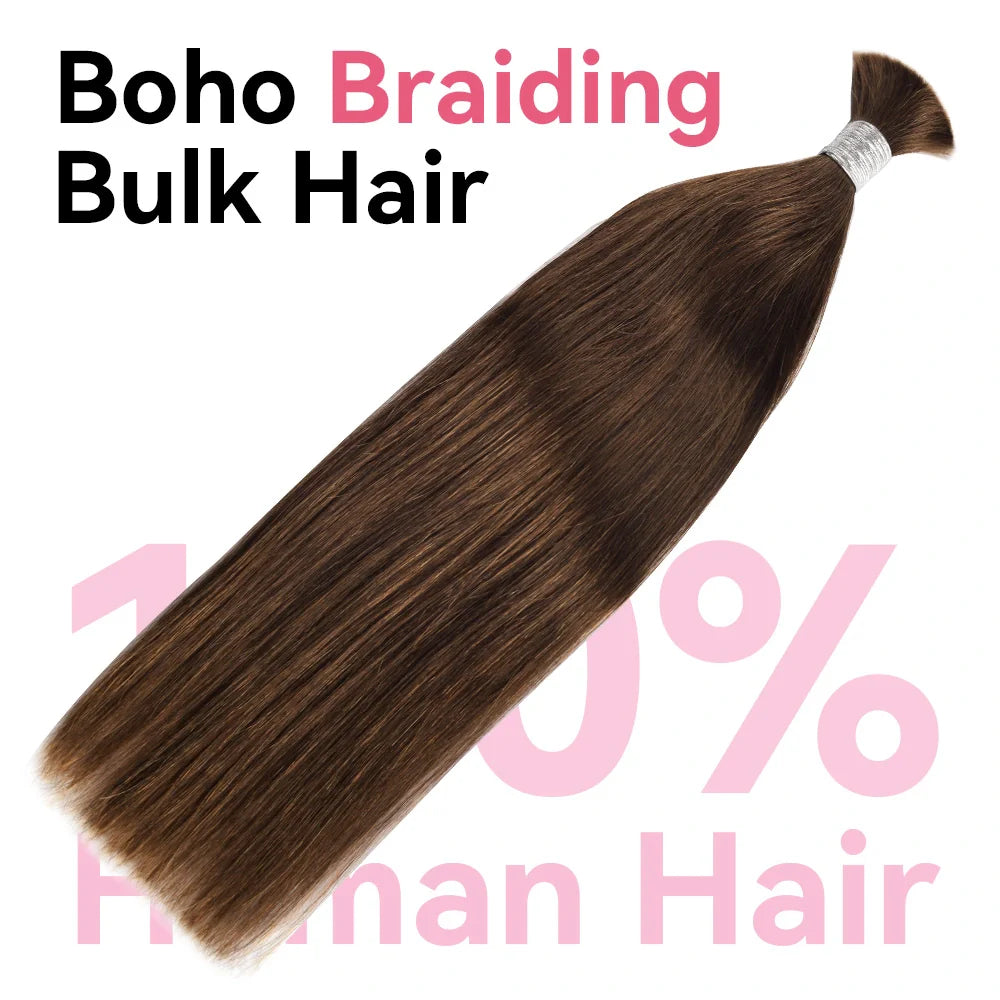 #4 Straight Hair Bulk | For Braiding | 100% Human Hair | BORUIHAIR