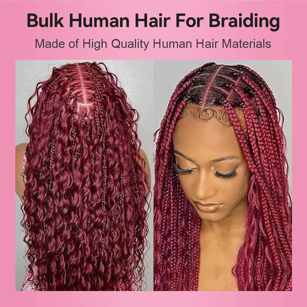 #99J Burgundy Bohemian Human Hair For Braiding BORUIHAIR