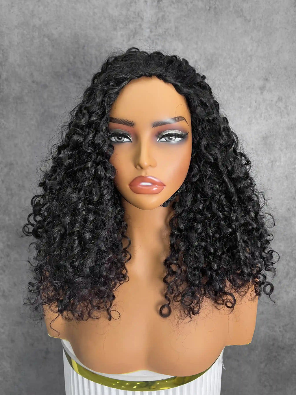 Super Double Drawn Pixie Curly Drawstring Wigs Easy To Wear & Go 3/4 Flip Over Half Wig Glueless Human Hair