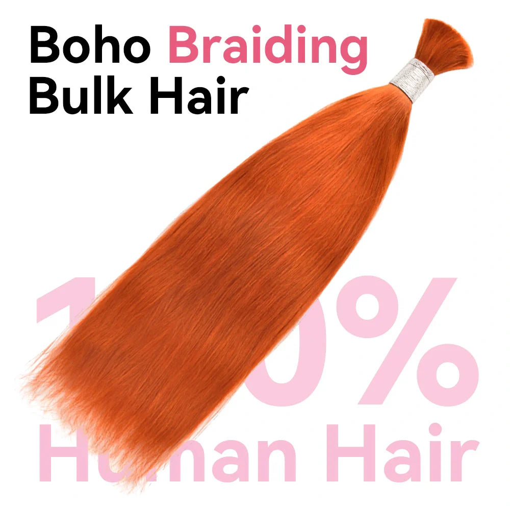 #350 Straight Hair Bulk | Boho Braids | No Weft | 100% Human Hair | BORUIHAIR