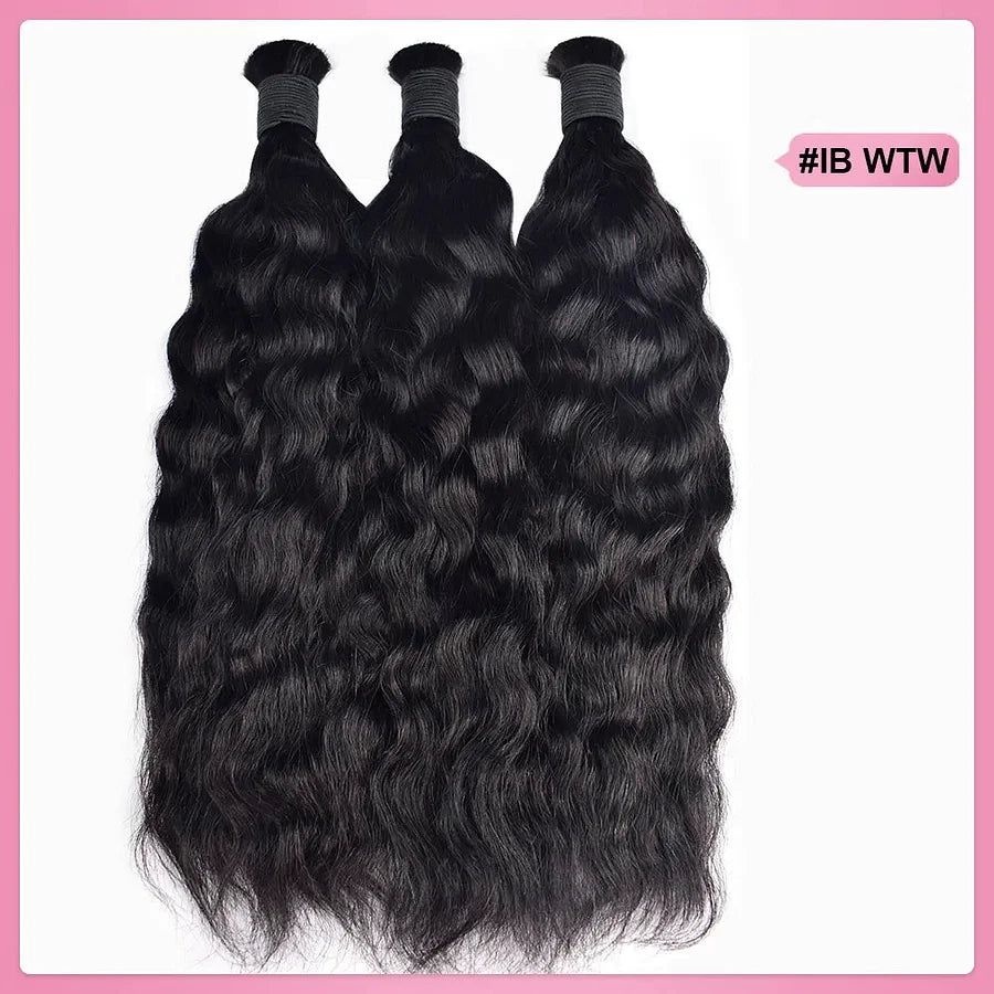 Natural Black Wave And Wet Human Bulk Hair For Braiding BORUIHAIR