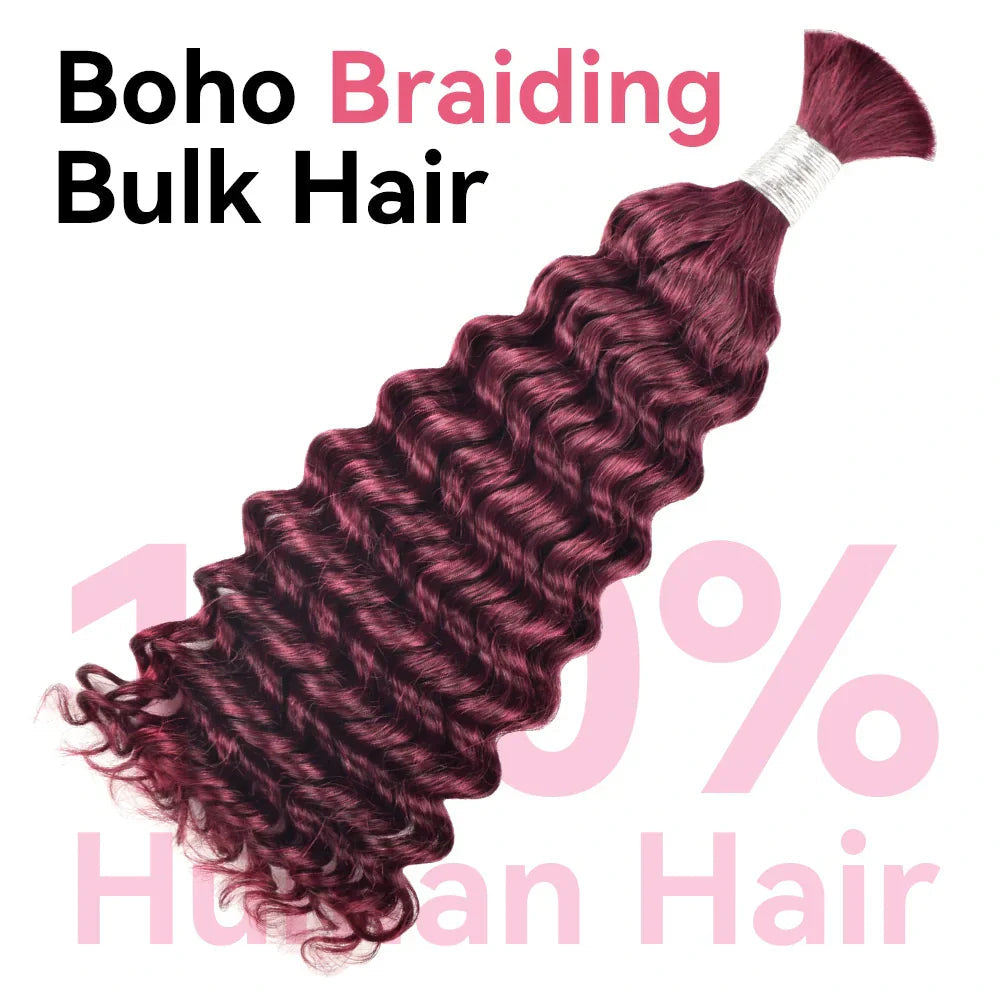 #BUG Burgundy Red Best Human Hair For Boho Braids BORUIHAIR