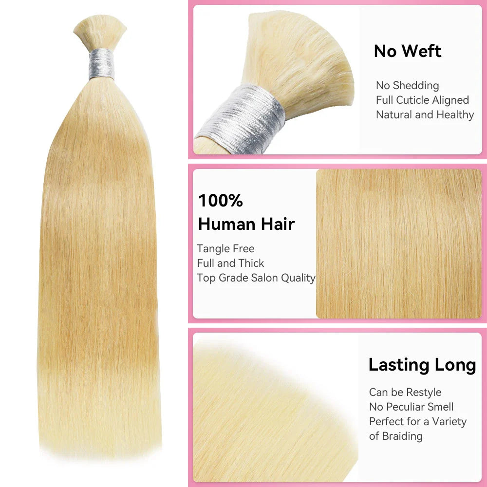 #613 Straight Hair Bulk | Customized Boho Braids | No Weft | 100% Human Hair | BORUIHAIR