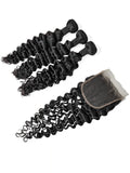 Deep Wave 3PCS Bundles & 1PC 5x5 Lace Closure | Transparent & HD Lace | 100% Human Hair | Top Virgin Hair