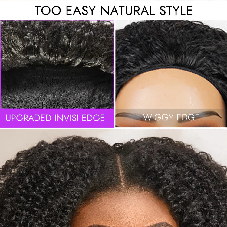 Super Double Drawn Pixie Curly Drawstring Wigs Easy To Wear & Go 3/4 Flip Over Half Wig Glueless Human Hair