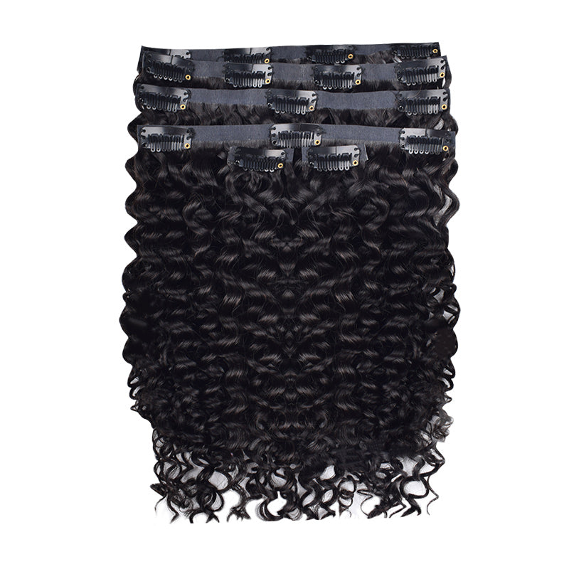 #1B Deep Curly |6Pcs 100g | PU Seamless Clip ins Hair | 100% Human Hair | boruihair
