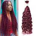 #99J Burgundy Water Wave Hair Bulk | For Braiding |100% Human Hair | BORUIHAIR
