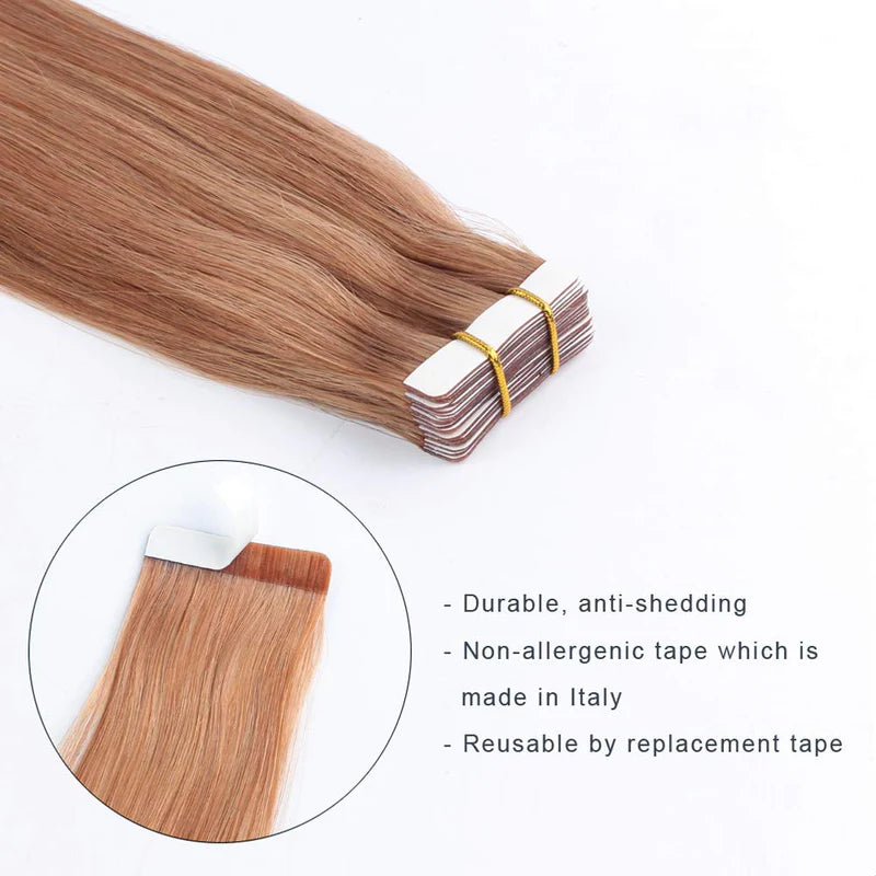 #30 Straight Tape in Hair  Extensions 20pcs 50g/pack Seamless Skin Weft Hair | 100% Human Hair | BORUIHAIR