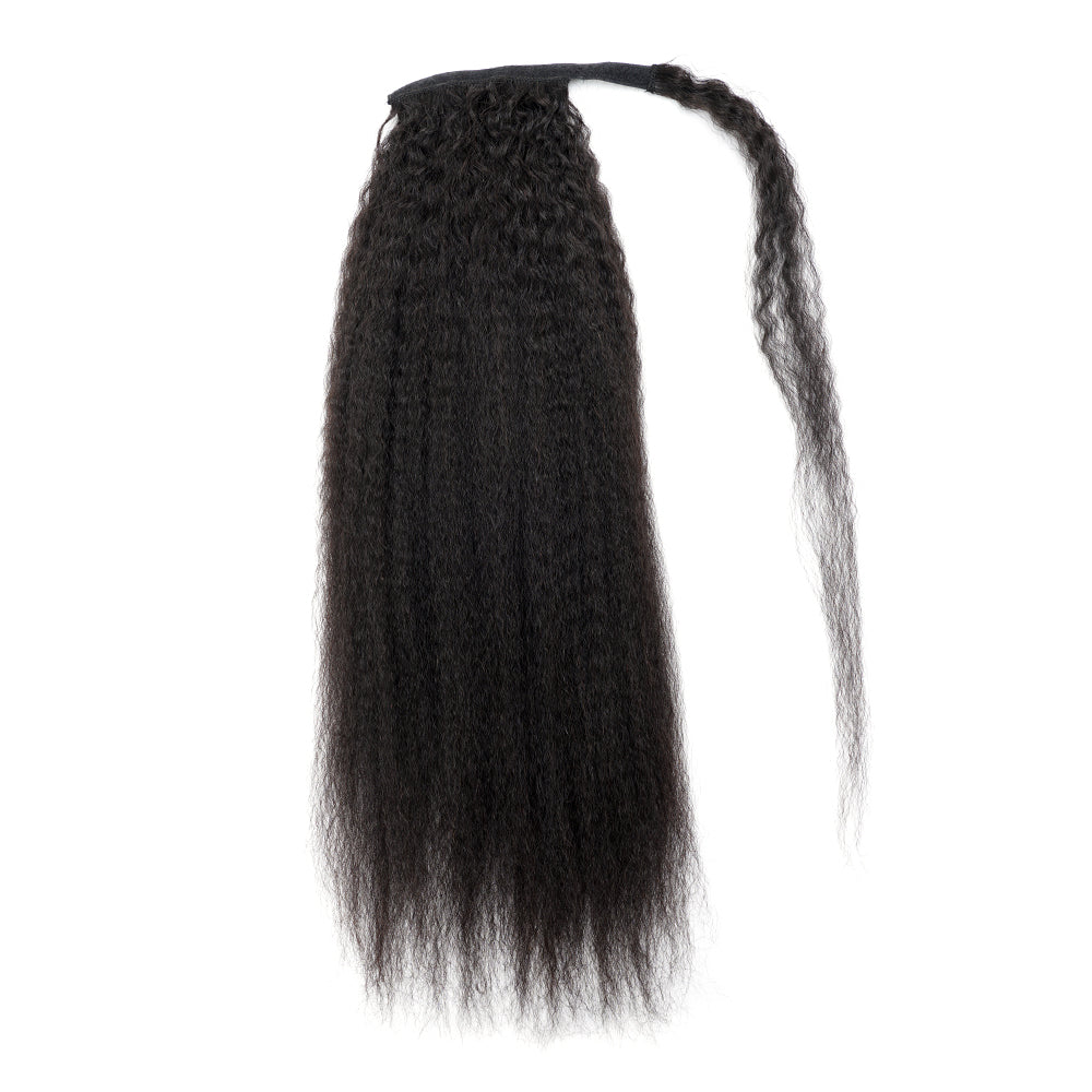 Kinky Straight 12A Warp Around Ponytails 100% Human Hair Ponytails