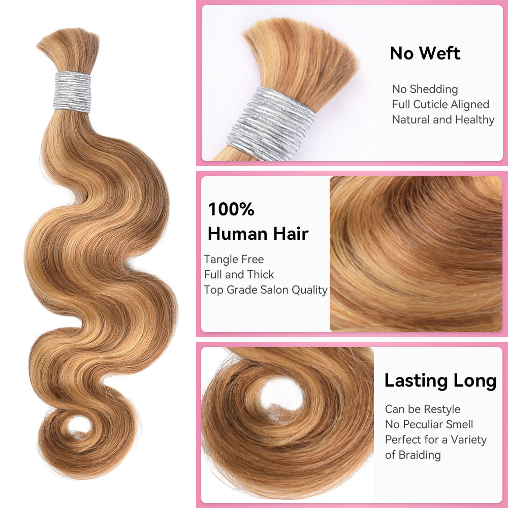 #27/30 Body Wave Hair Bulk | For Braiding | 100% Human Hair | BORUIHAIR