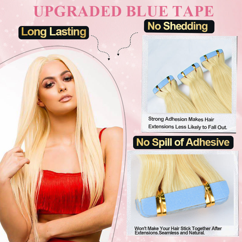 #613 Blonde Tape in Hair  Extensions 20pcs 50g/pack Seamless Skin Weft Hair | 100% Human Hair | BORUIHAIR