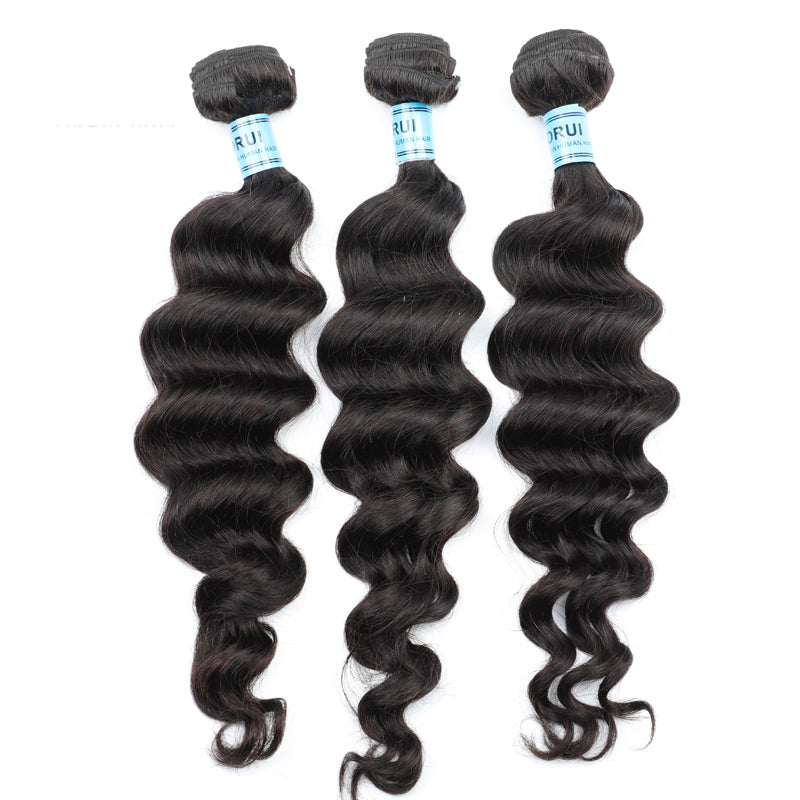 Natural Wave 3PCS Bundles & 1PC Closure or Frontal – 5x5, 13x4 & 13x6 | 100% Human Hair | Transparent Lace Wig | Boruihair
