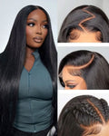 Kinky Straight Glueless Lace Wig | HD Lace & Transparent Lace 3D Dome Cap | Pre Bleached Knots Wig | 100% Human Hair | Boruihair