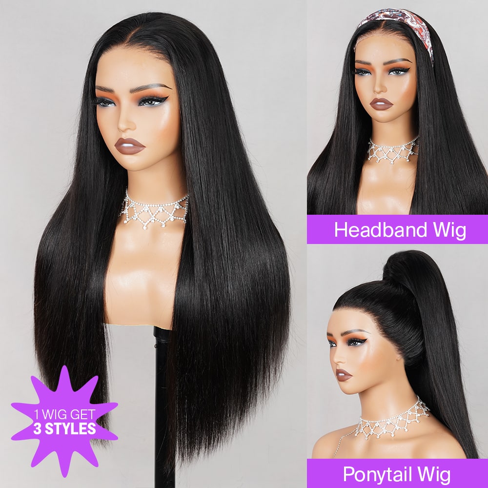 Straight | Virgin Hair | Wear & Go Half Wig | 3 In 1 Wig No Glue Half Wig | 100% Human Hair
