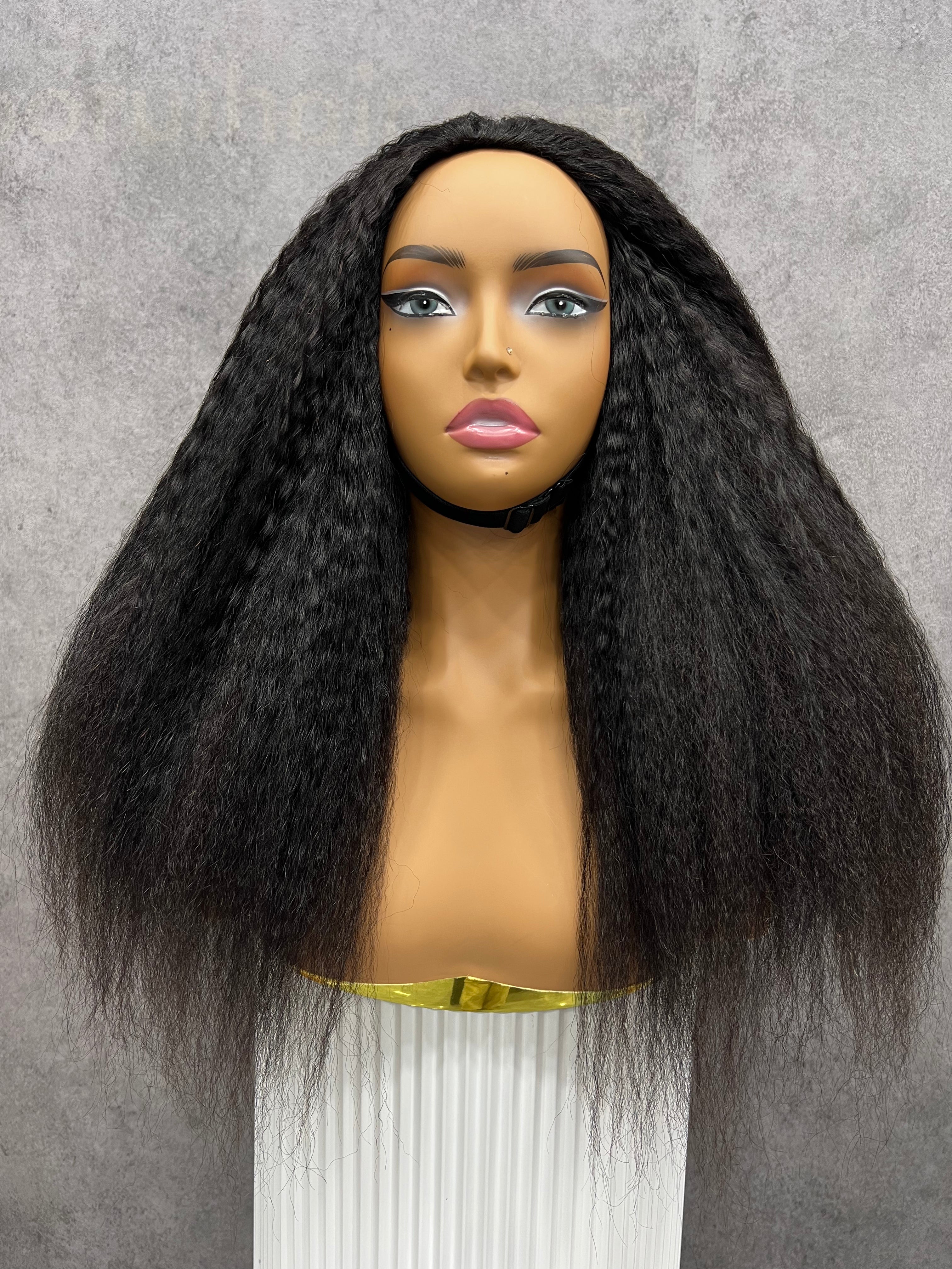 Kinky Straight | Virgin Hair | Wear & Go Half Wig | 3 In 1 Wig No Glue Half Wig | 100% Human Hair