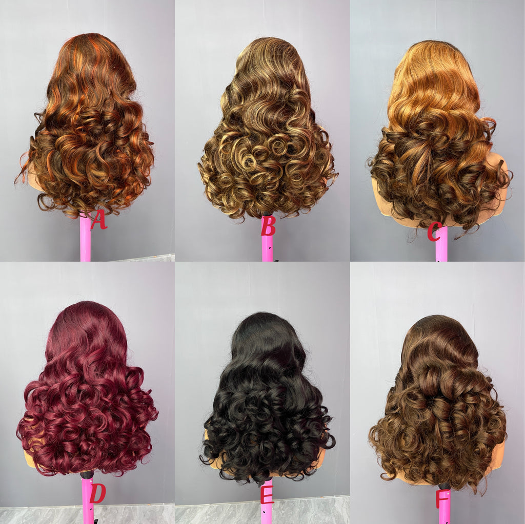 Color Lace Wig 13X4 Transparent Lace Bouncy Curly Lace Frontal Wig