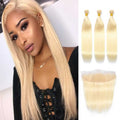 12A 3PCS + 13X4/13X6 Transparent Lace Frontal Straight #613 Bundles With Transparent Lace Frontal