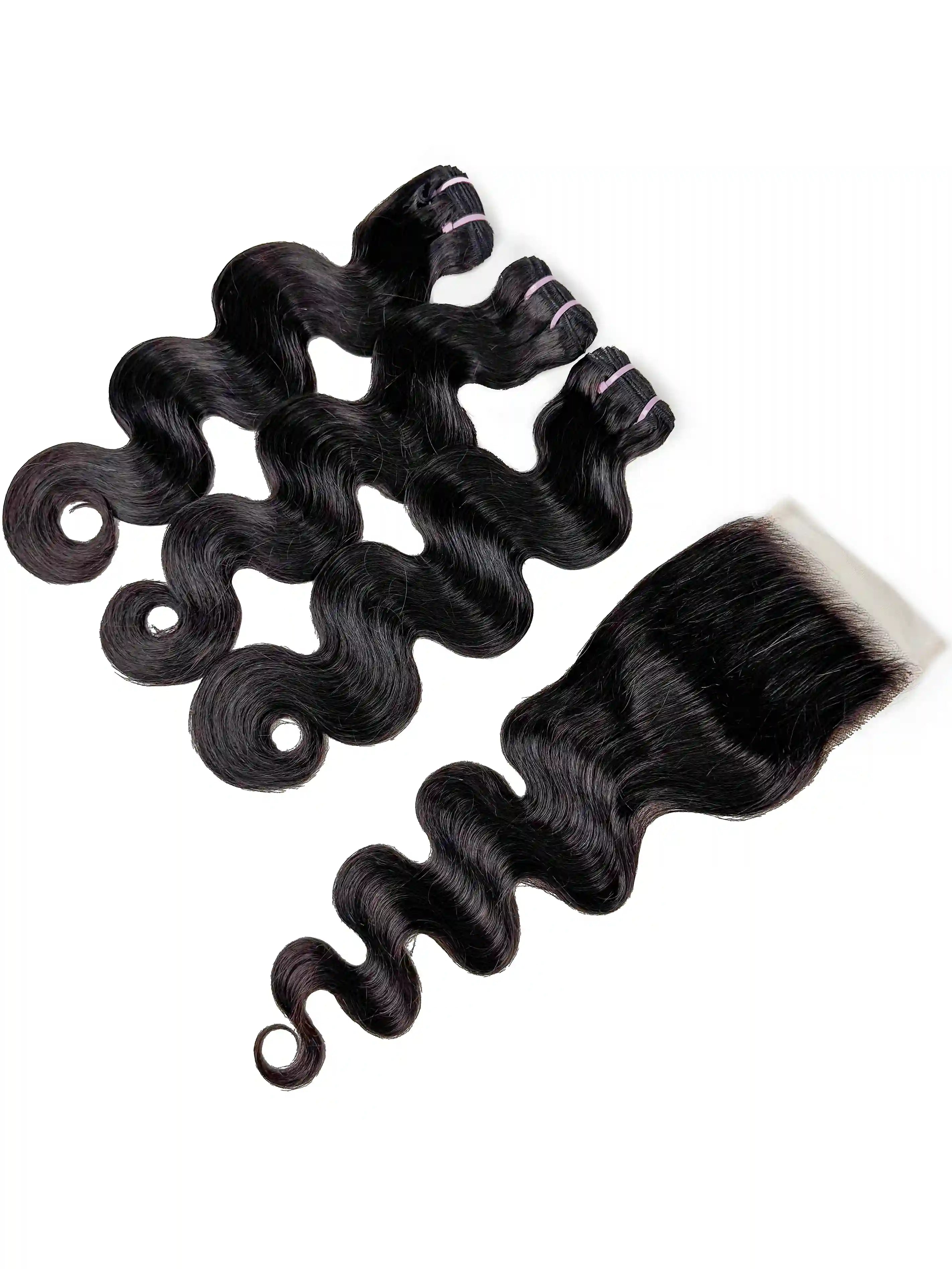 Body Wave 3PCS Bundles & 1PC 5x5 Lace Closure | Transparent & HD Lace | 100% Human Hair | Top Virgin Hair