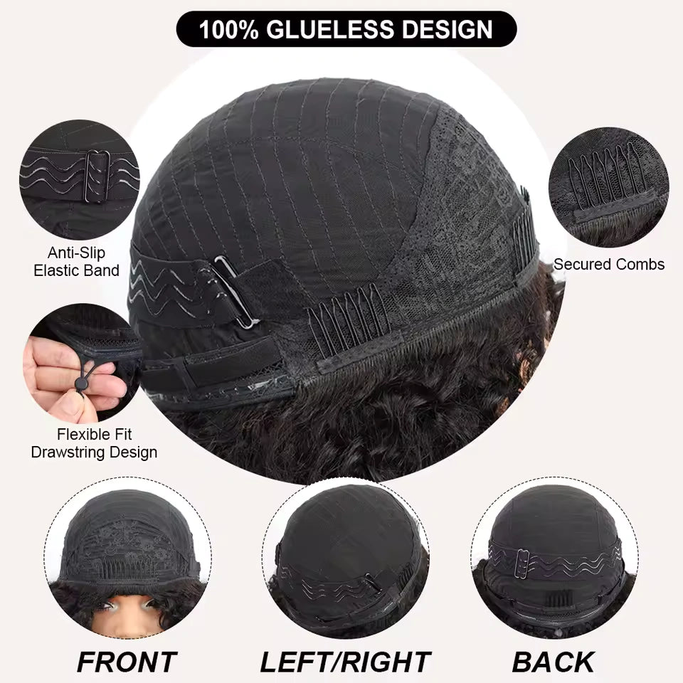 Kinky Curly | Virgin Hair | Wear & Go Half Wig | 3 In 1 Wig No Glue Half Wig | 100% Human Hair