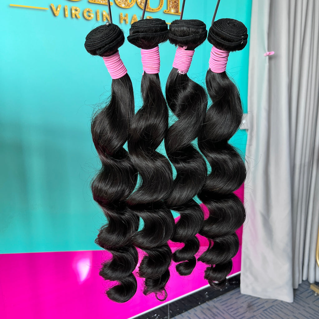 Loose Wave 4PCS Bundles & 1PC Closure or Frontal – 5x5, 13x4 & 13x6 | 100% Human Hair | Transparent Lace Wig | Boruihair
