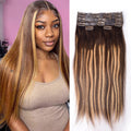 #P4/27/T4 Straight | 6Pcs 100g | PU Seamless Clip ins Hair | 100% Human Hair | boruihair