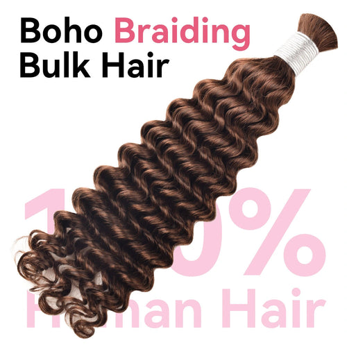 #4 Deep Wave Hair Bulk | For Braiding | 100% Human Hair | BORUIHAIR