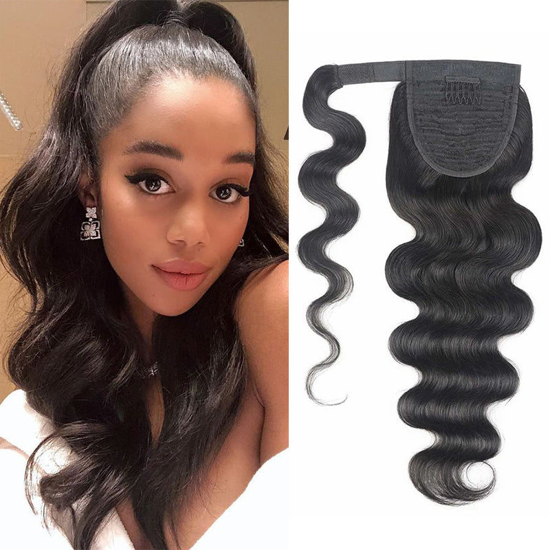 Body Wave 12A Warp Around Ponytails 100% Human Hair Ponytails