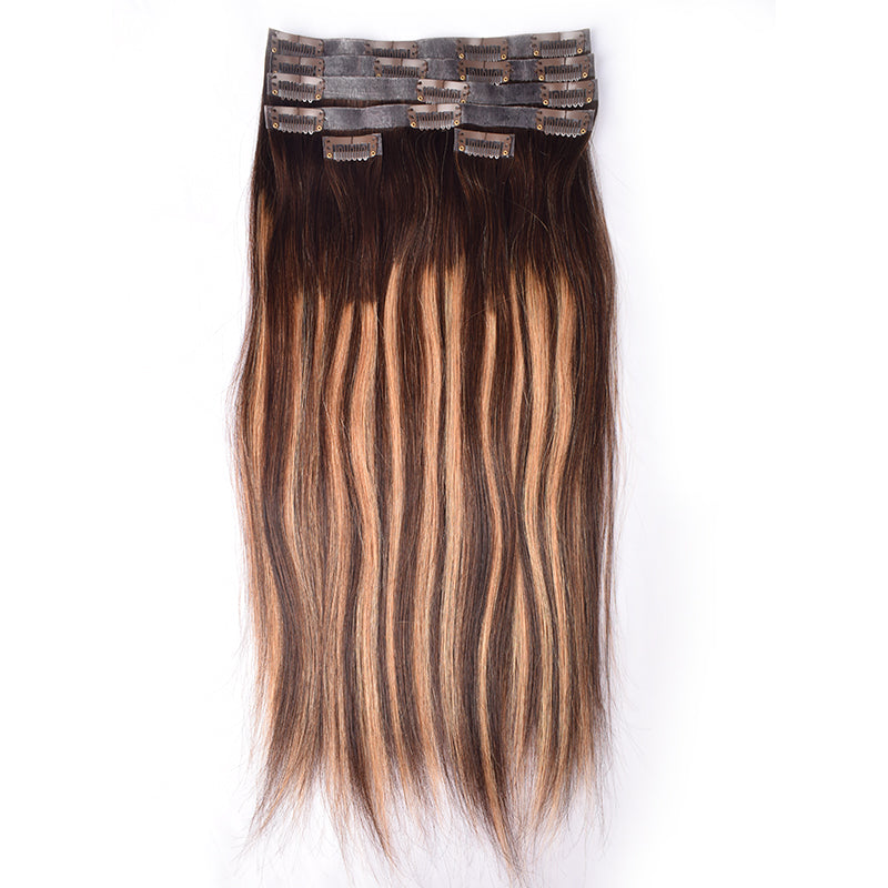 #P4/27/T4 Straight | 6Pcs 100g | PU Seamless Clip ins Hair | 100% Human Hair | boruihair