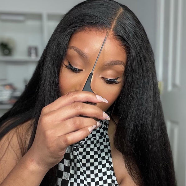 13x4 Kinky Straight Glueless Lace Wig Mesh Dome Cap| HD Lace & Transparent Lace | 200% & 250% Density | Boruihair 100% Human Hair